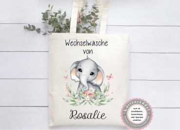 süße Tasche Elefant Wechselwäsche Wechselkleidung (personalisiert) für Kindergarten  Wunschname KITA Kindergarten Einschulung Lüttentüddel®